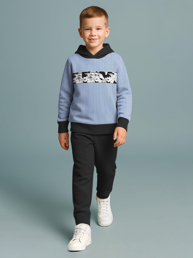 HELLCAT Trendy Co-ords With Hoodie Sweatshirt and Trackpant Clothing Set for Boys Royal Blue/Black 3-4 Years - Image 2
