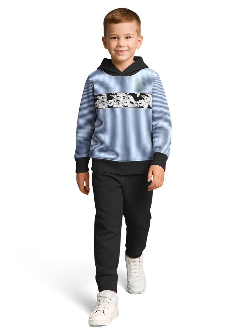 HELLCAT Trendy Co-ords With Hoodie Sweatshirt and Trackpant Clothing Set for Boys Royal Blue/Black 3-4 Years - Image 1
