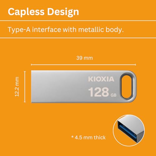 KIOXIA TransMemory U366 128GB USB 3.2 Gen 1 Flash Drive - Small, Stylish Metallic Body with 5-Year Warranty (White) - Image 5