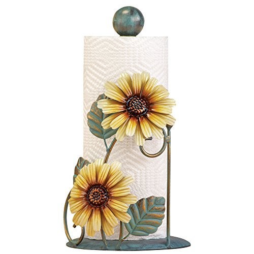 Collections Etc Metal Sunflower Paper Towel Holder Yellow