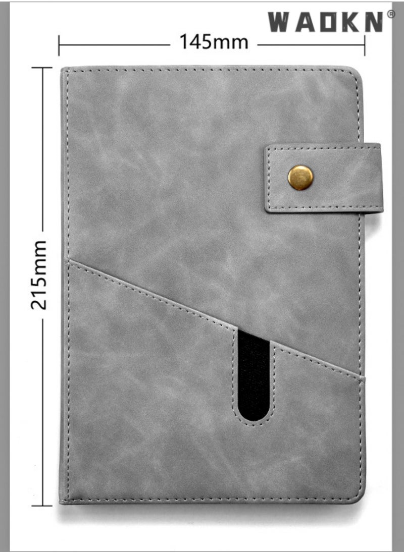 WAOKN Grey A5 Lined Leather Journal Notebook,Personalized Hardcover Journal Set with Pen & Gift Box,200 Pages 100 gsm Thick Ruled Paper Daily Diary for Men Women School,Travel,Business,Work,Home Writing  - Image 4