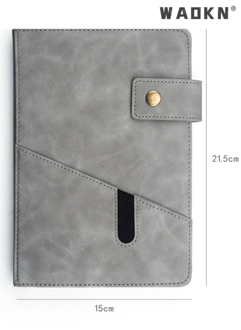 WAOKN Grey A5 Lined Leather Journal Notebook,Personalized Hardcover Journal Set with Pen & Gift Box,200 Pages 100 gsm Thick Ruled Paper Daily Diary for Men Women School,Travel,Business,Work,Home Writing  - Image 5