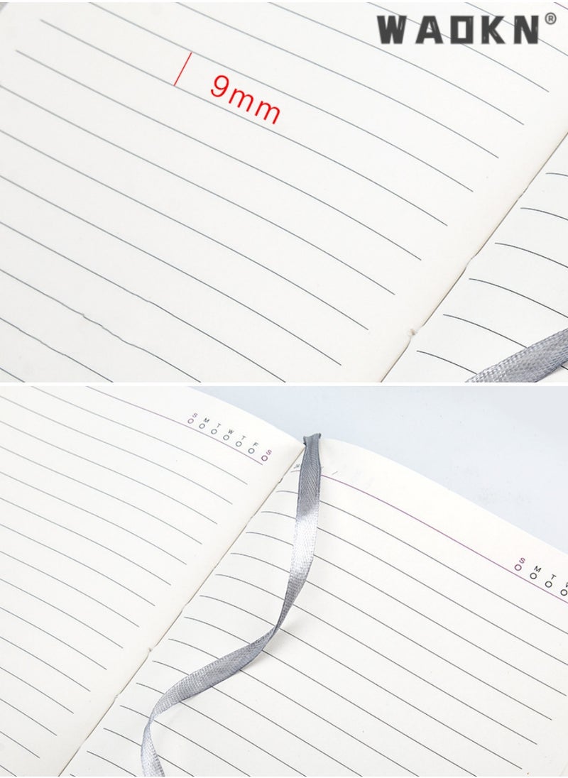 WAOKN Grey A5 Lined Leather Journal Notebook,Personalized Hardcover Journal Set with Pen & Gift Box,200 Pages 100 gsm Thick Ruled Paper Daily Diary for Men Women School,Travel,Business,Work,Home Writing  - Image 3
