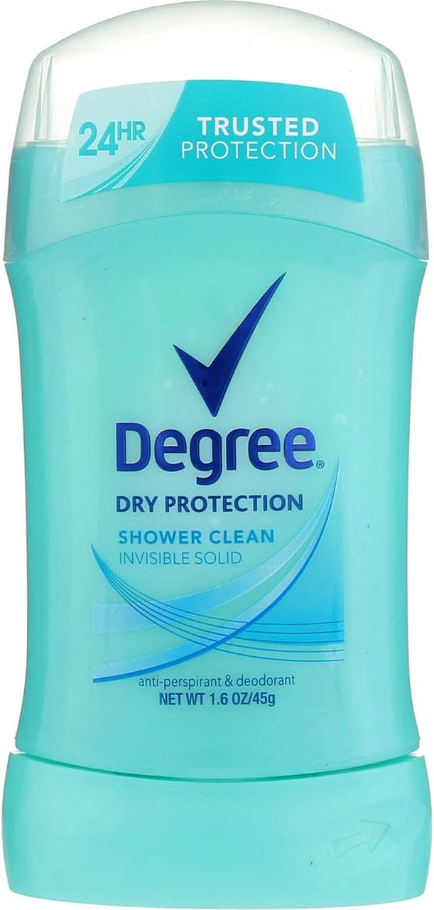 Degree Women Anti-Perspirant and Deodorant Invisible Solid, Shower Clean 1.6 oz (Pack of 5)