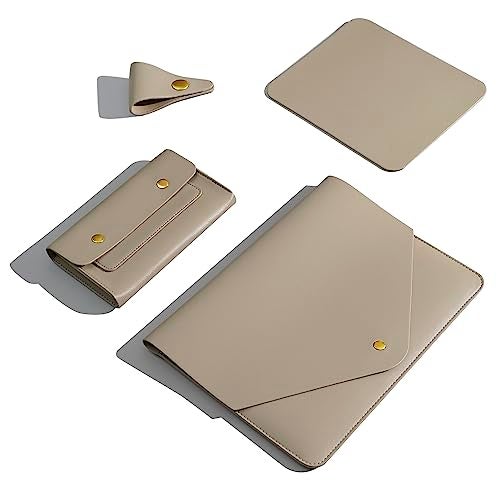 Benfan Laptop Sleeve Compatible with 2024 13inch MacBook Air M3,13 MacBook Pro M2, Surface Pro 3 4 5 6 7, Dell XPS 13 with Small Pouch, Mouse Pad and Cord Holder Color Khaki - Image 1