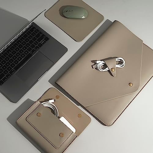Benfan Laptop Sleeve Compatible with 2024 13inch MacBook Air M3,13 MacBook Pro M2, Surface Pro 3 4 5 6 7, Dell XPS 13 with Small Pouch, Mouse Pad and Cord Holder Color Khaki - Image 3