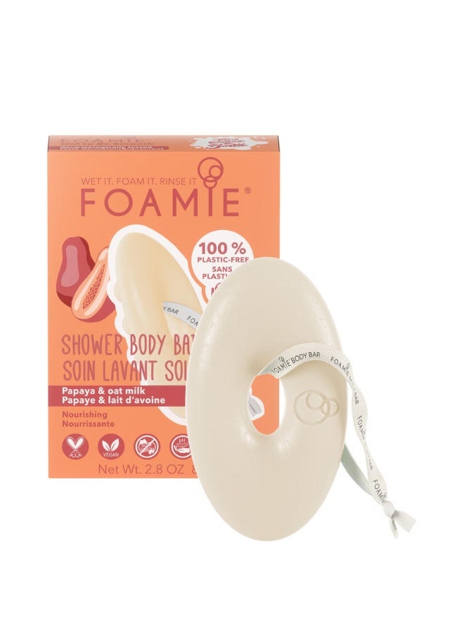 FOAMIE Shower Body Bar With Papaya & Oat Milk Nourishing Ph Neutral Plastic Free 80G - Image 4