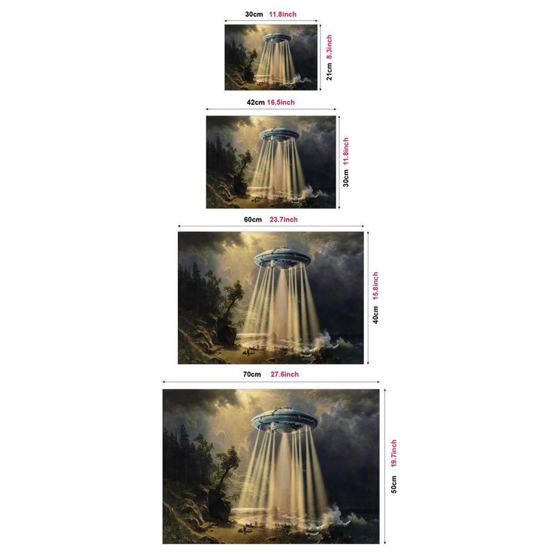 1 قطعة بوستر كانفاس غير مؤطر بحجم 8.3 × 11.8 بوصة لفن سفينة الفضاء والأجانب يو إف أو لديكور جدار غرفة المعيشة - Image 4