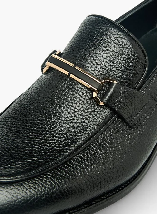 Duchini BLACK Men Metal Accent Genuine Leather Loafers for Men | Best Price UAE