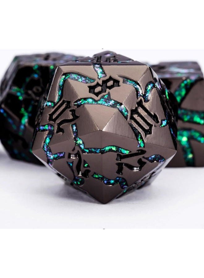 Maywin DND Crack Stripe Dice,Metallic Glitter Dice Set with Gift Box,Metal Polyhedral D&D Dice for Role Playing Game - Image 2