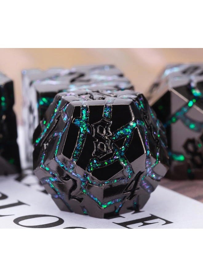 Maywin DND Crack Stripe Dice,Metallic Glitter Dice Set with Gift Box,Metal Polyhedral D&D Dice for Role Playing Game - Image 3