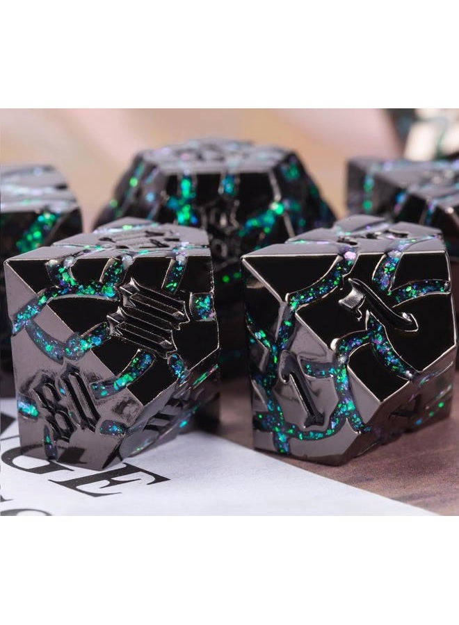 Maywin DND Crack Stripe Dice,Metallic Glitter Dice Set with Gift Box,Metal Polyhedral D&D Dice for Role Playing Game - Image 4