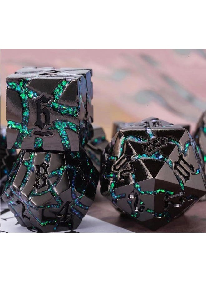 Maywin DND Crack Stripe Dice,Metallic Glitter Dice Set with Gift Box,Metal Polyhedral D&D Dice for Role Playing Game - Image 5