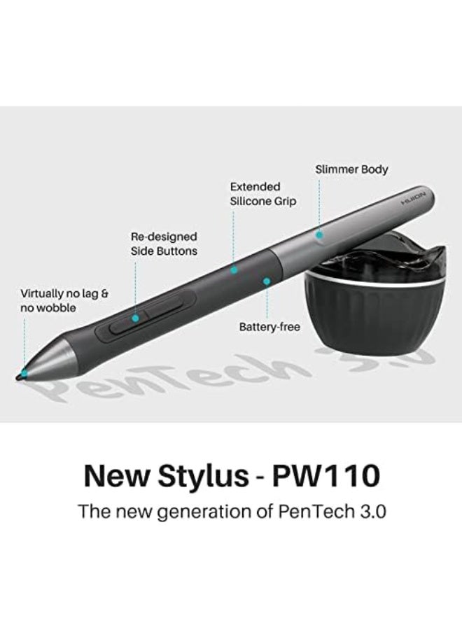 HUION Inspiroy 2 Medium Drawing Tablet, 9×5 Inch Graphics Tablet with Battery-Free Stylus, Scroll Wheel & 8 Customizable Keys Black - Image 3
