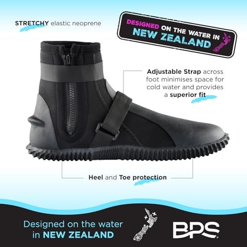 BPS 3mm Neoprene Dive Boots - Wet Suit Boots with Rubberized Anti-Slip Sole for Watersports Snorkeling Scuba Diving Wakeboarding Kayaking Canoeing - Slip on-and-Off Design (Size 6) - Image 4