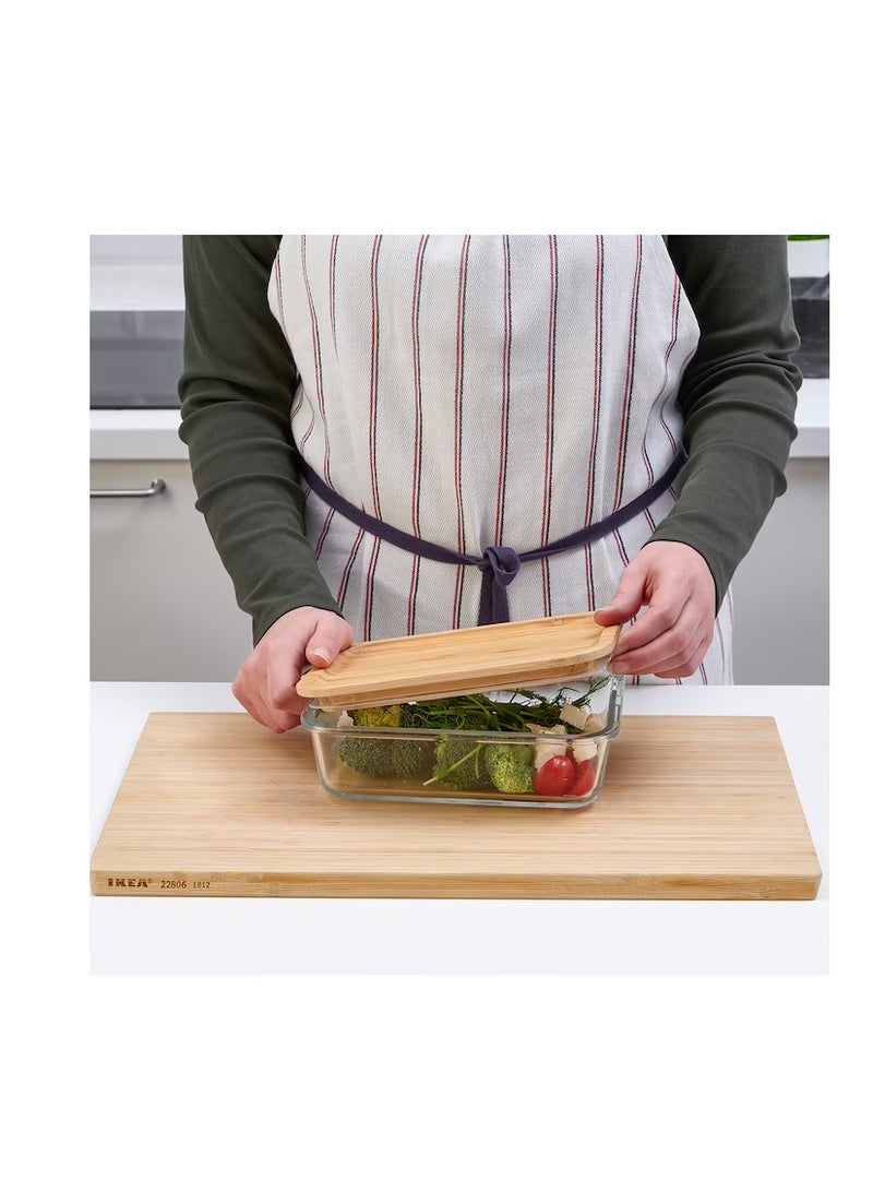 Food container with lid, rectangular glass/bamboo1.0 l - Image 2