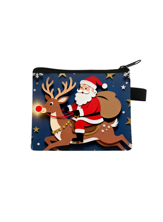 Hot Christmas Children's Coin Purse, Cute Polyester Card Holder For Primary School Students, Portable Mini Storage Bag