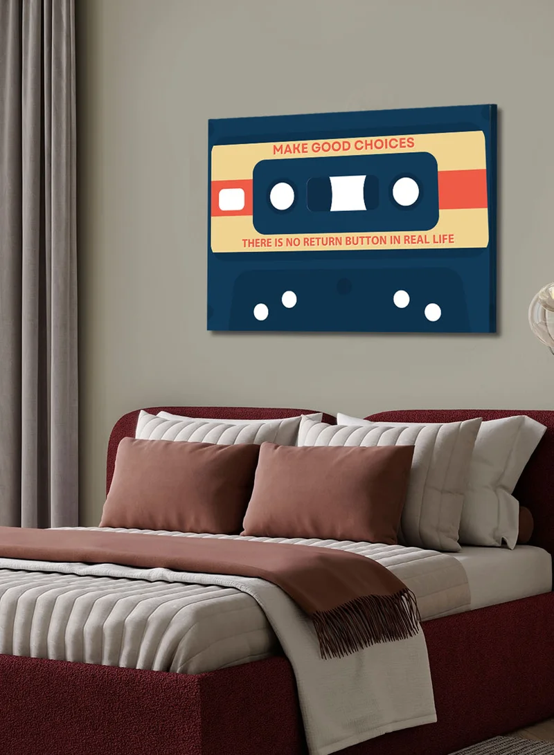 LOWHA Canvas Wall Art Stretched Over Wooden Frame with Cassette Tape Classic Design
