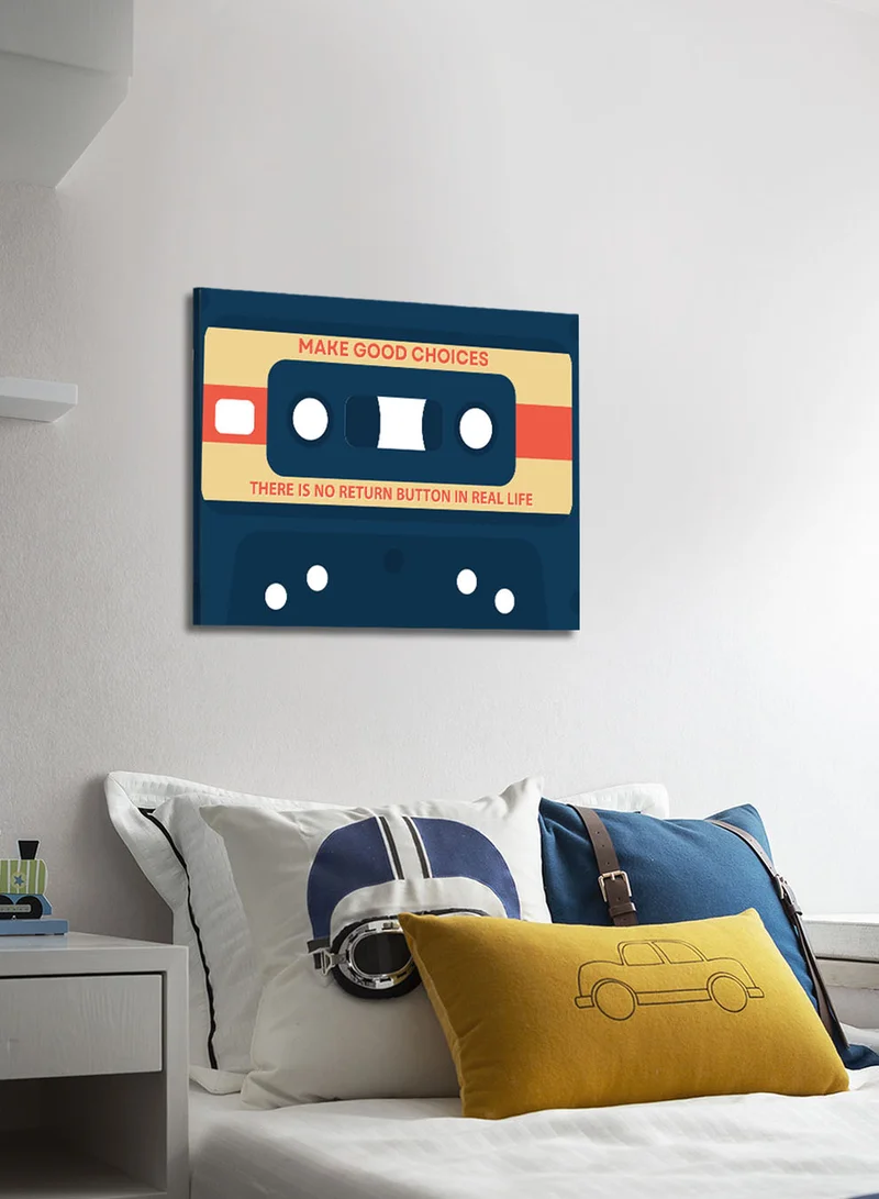 LOWHA Canvas Wall Art Stretched Over Wooden Frame with Cassette Tape Classic Design