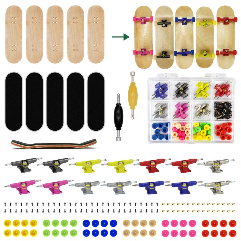 DisplayMore Premium Wooden Fingerboard Deck - Includes Prolific Foam Tape & Multicolour Wheels, The Classic - 30mm x 100mm - Pre-Drilled Holes Size (164PCS Finger Skateboard DIY Set) - Image 1
