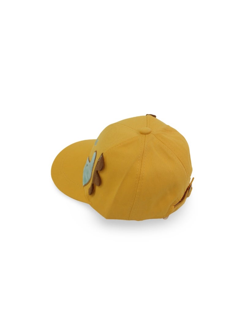 Fancy Unisex Cotton Cap – Yellow with Dino Embroidery - Image 2