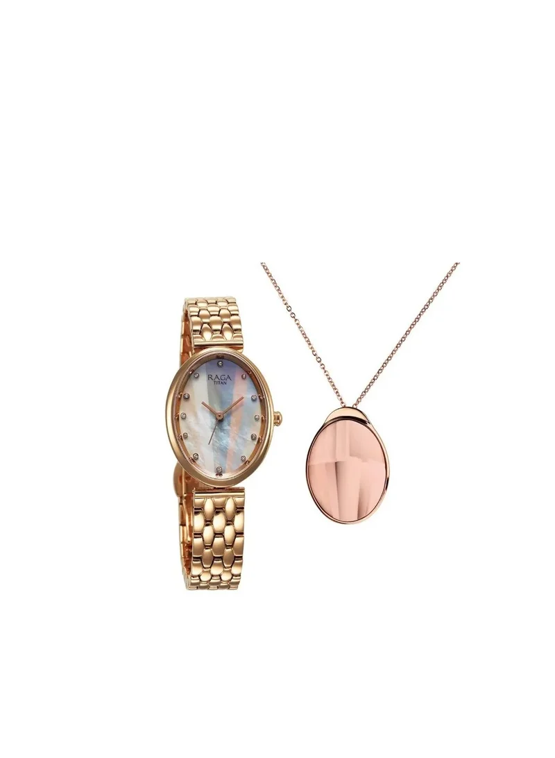 تيتان Titan Raga Memoirs Quartz Analog Mother of Pearl Dial With Rose Gold Color Metal Strap Watch For Women