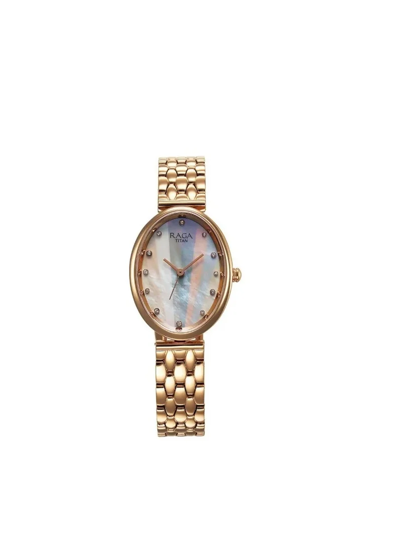 تيتان Titan Raga Memoirs Quartz Analog Mother of Pearl Dial With Rose Gold Color Metal Strap Watch For Women
