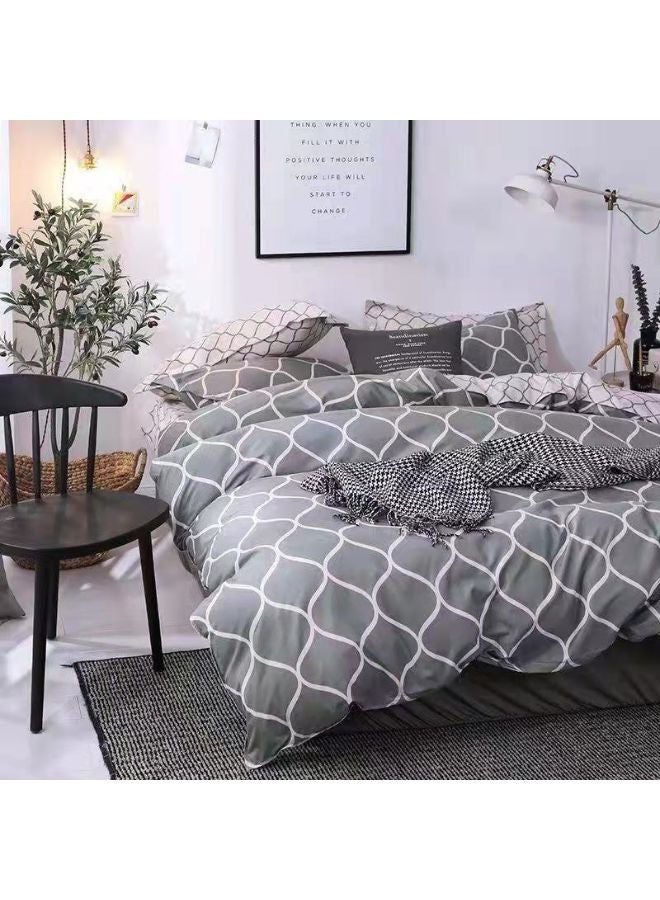 6-Pece King Size Duvet Cover Set Microfibre Super Soft Bed Sheet Includes 1xDuvet Cover 220x240 cm 1xFitted Sheet 200x200+30 cm 4xPillow cases 50x75 cm Multicolor