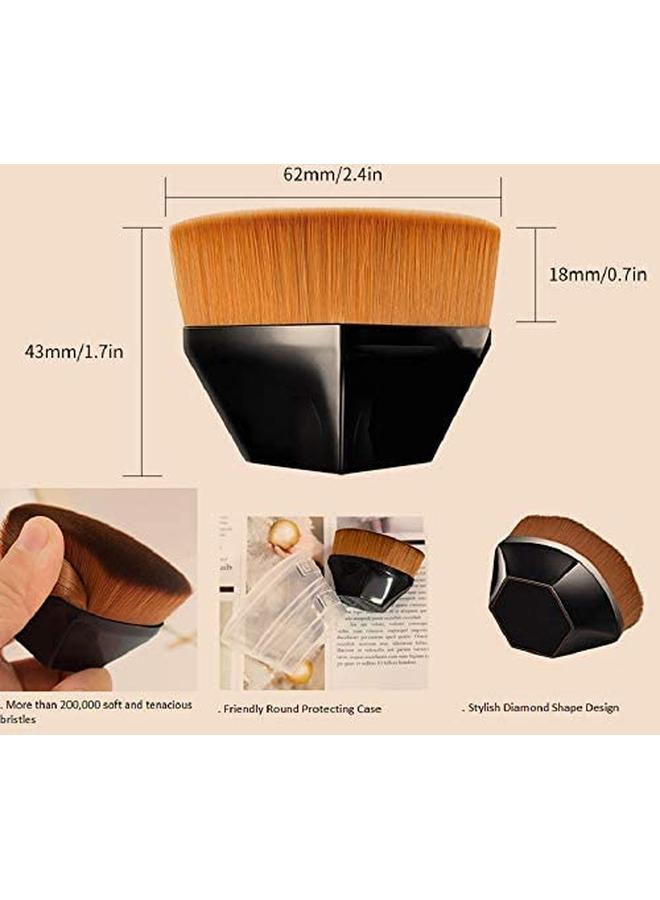 Foundation Makeup Brush, Flat Top Kabuki Brushes For Blending Liquid, Mixed Liquid Cream or Flawless Powder Cosmetics for Face Body Cosmetic Tool with Bonus Protective Case - Image 3