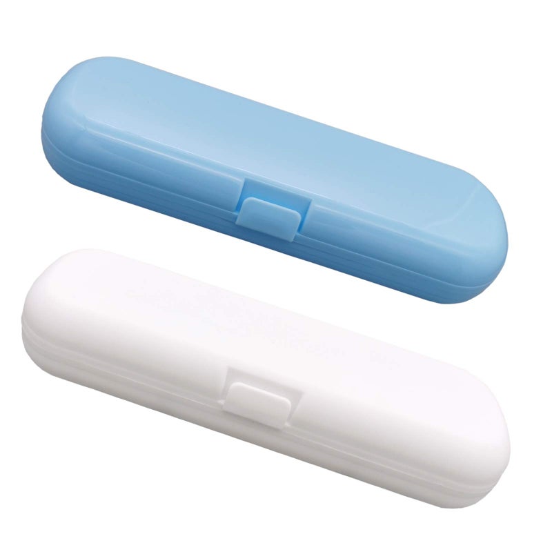 Hovesty 2 Pcs Electric Toothbrush Travel Case Portable Toothbrush Holder for OralB Pro and Other Electric Toothbrush Set by Hovesty BlueWhite - Image 1