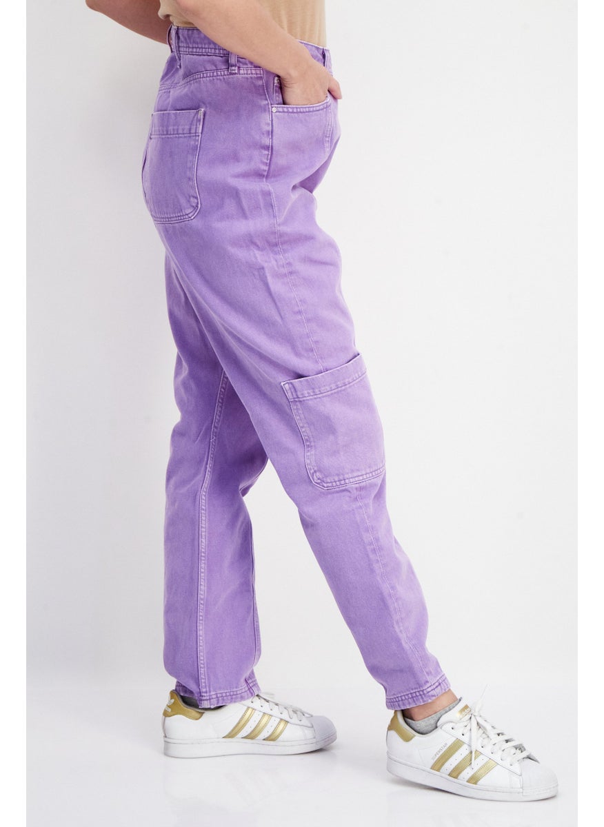 RIVER ISLAND Women Regular Fit Plain Non-Stretchable Short Jeans, Purple  - Image 2