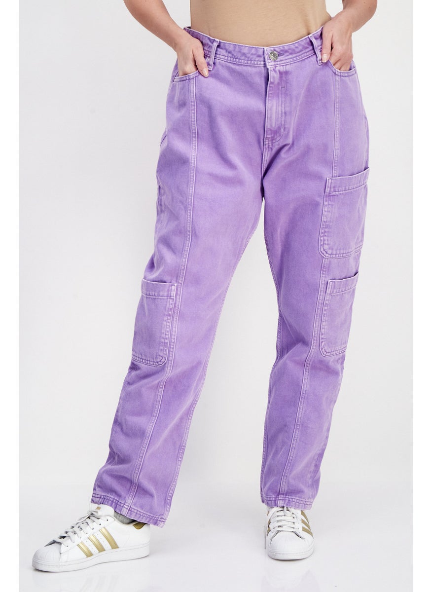 RIVER ISLAND Women Regular Fit Plain Non-Stretchable Short Jeans, Purple  - Image 1