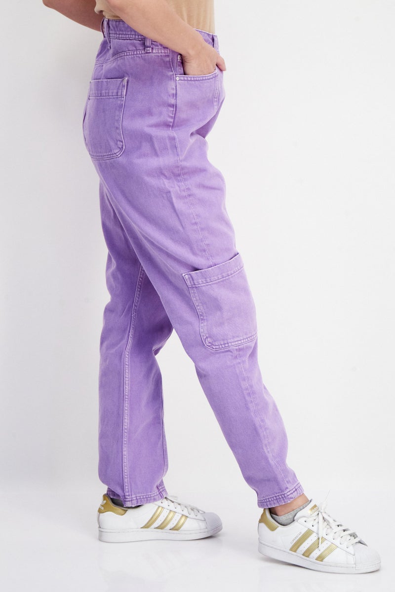 RIVER ISLAND Women Regular Fit Plain Non-Stretchable Short Jeans, Purple  - Image 4