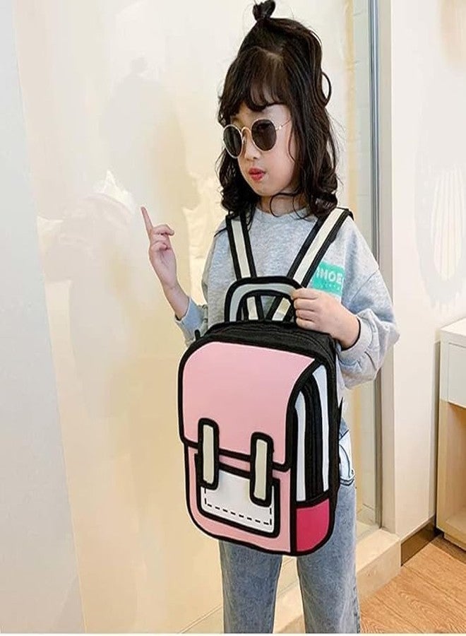 OPNEX 35L Kids 3D Cartoon Jump Style Backpack - Fun 2D Comic Drawing Anime Bookbag for Boys & Girls | Unique Paper Jump Look School Bag, Toddler & Child Backpack (Multicolour) - Image 3