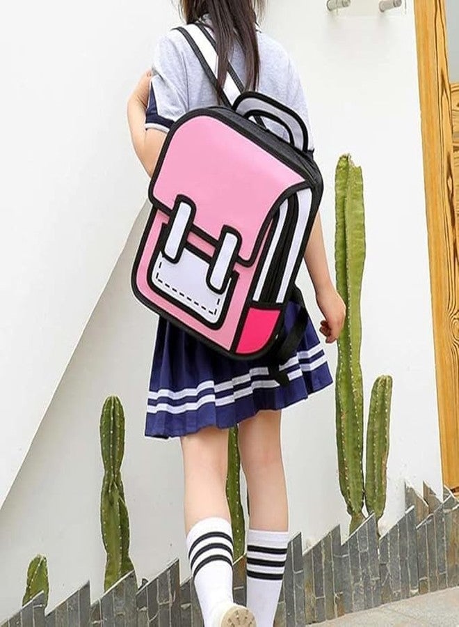 OPNEX 35L Kids 3D Cartoon Jump Style Backpack - Fun 2D Comic Drawing Anime Bookbag for Boys & Girls | Unique Paper Jump Look School Bag, Toddler & Child Backpack (Multicolour) - Image 2