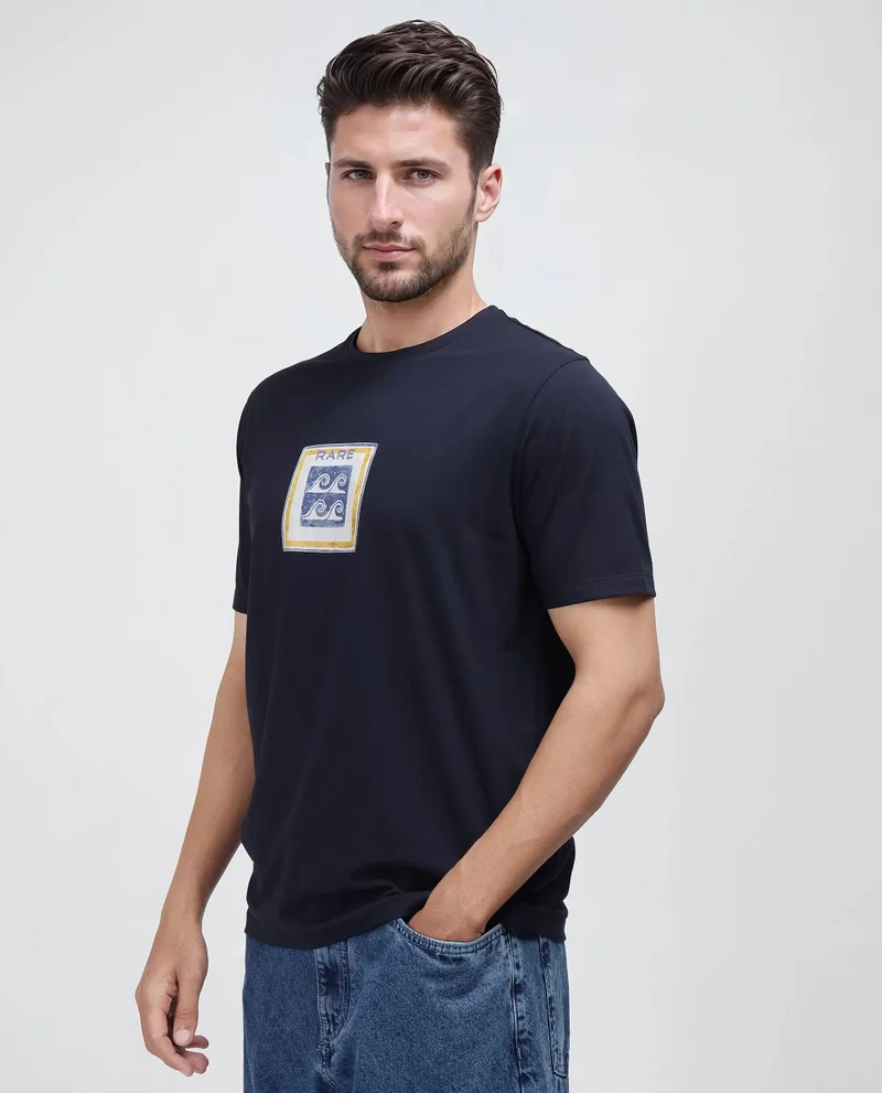 Rare Rabbit Men's Regular Fit Graphic Print T-Shirt