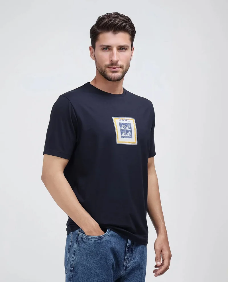Rare Rabbit Men's Regular Fit Graphic Print T-Shirt