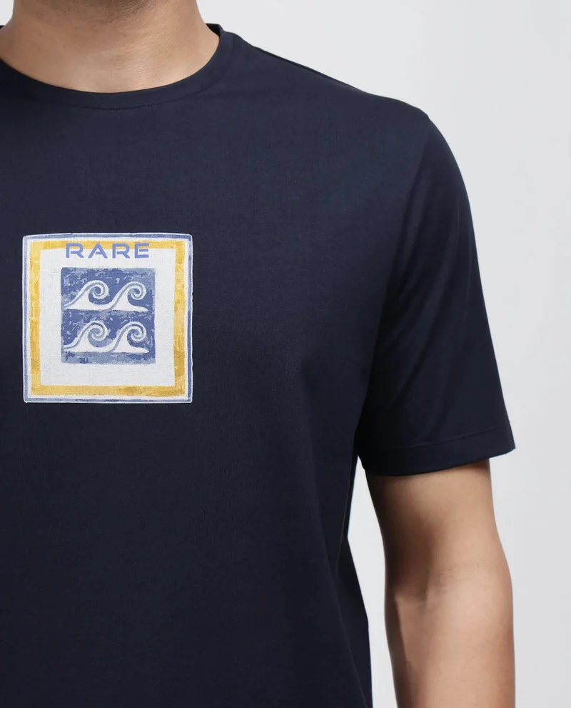 Rare Rabbit Men's Regular Fit Graphic Print T-Shirt