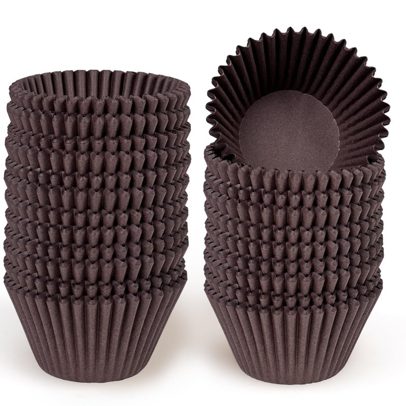 Paper Cupcake Cups, Dark Brown 100 Pieces, for Baking and Muffin - Image 1