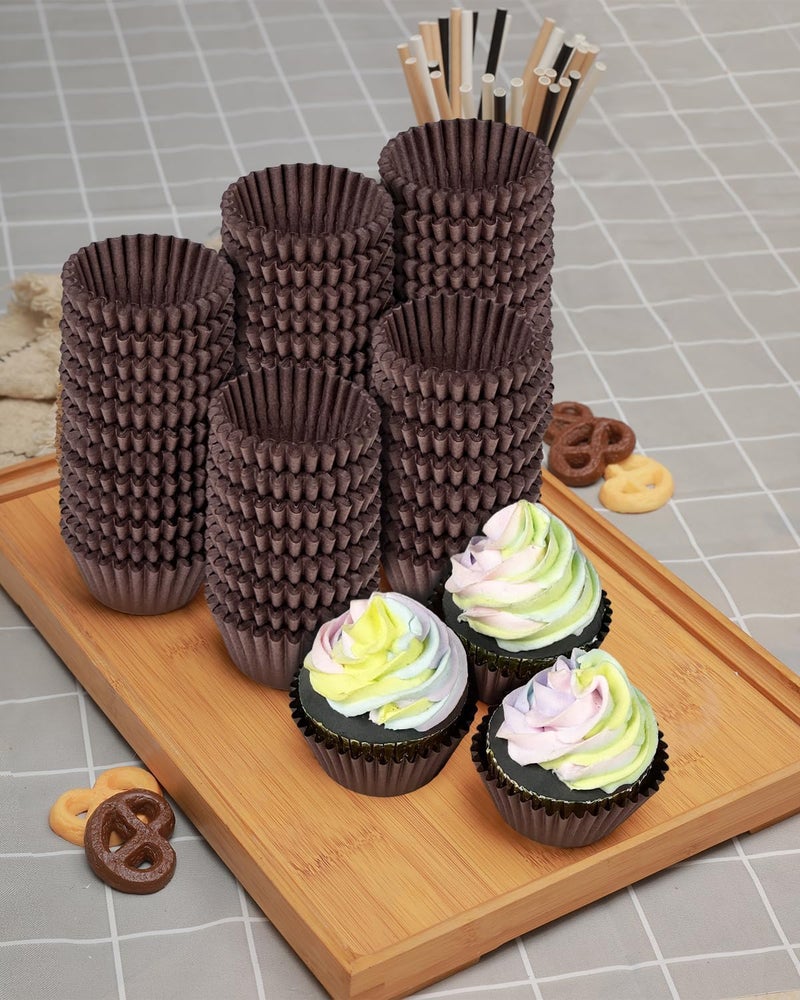 Paper Cupcake Cups, Dark Brown 100 Pieces, for Baking and Muffin - Image 2