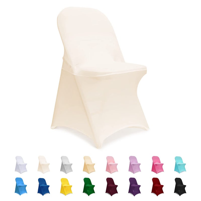 ManMengJi Spandex Folding Chair Covers Folding Chair Covers 12 PCS Light Yellow Universal Fitted Banquet Chair Slipcovers for Wedding Party Event