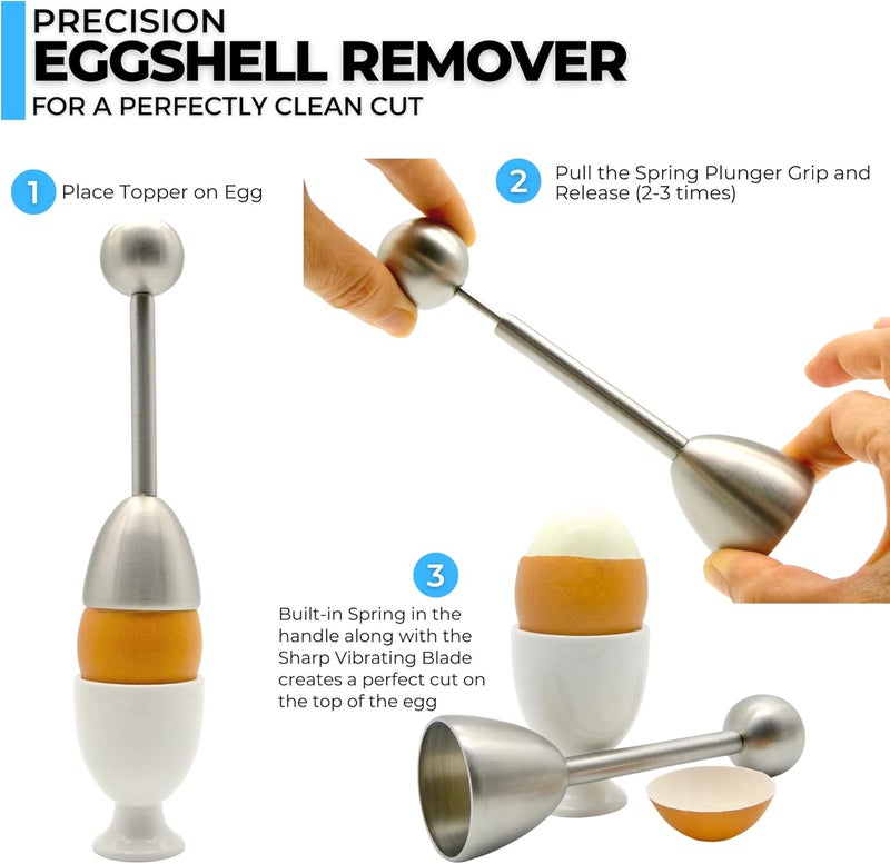 ICO Stainless Steel Egg Topper and Perfect Egg Opener for Soft Boiled Eggs, Egg Cracker for Hard Boiled Eggs - Image 3