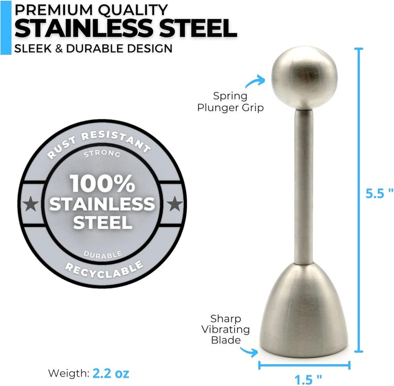 ICO Stainless Steel Egg Topper and Perfect Egg Opener for Soft Boiled Eggs, Egg Cracker for Hard Boiled Eggs - Image 2