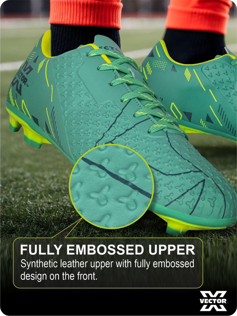 Vector X Thriller Fully Embosed Upper |Football Shoe/Studs| Double Colored TPU Sole| Soft Insocks Cushion|Light Weight|(Sea Green-Green) Size-9 - Image 2