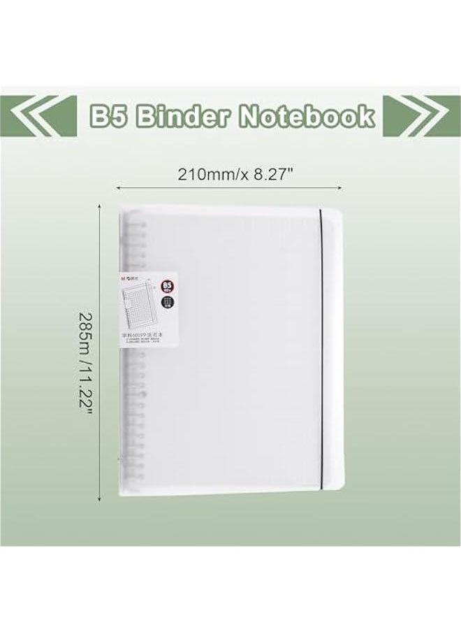 Arabest - Refillable B5 Telescopic Binder Notebook with 26-Hole Spiral Rings, 60 Grid-Lined Sheets, Frosted Cover for Office and Home Use - Image 1