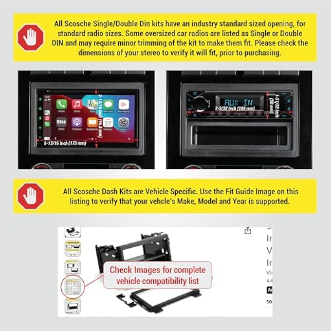 Scosche Fd3090B Double Din Or Single Din With Pocket Radio Install Dash Kit Compatible With Select 19952016 Ford Lincoln Mazda And Mercury Vehicles  See Fit Guide In Images To Verify Your Vehicle - Image 3
