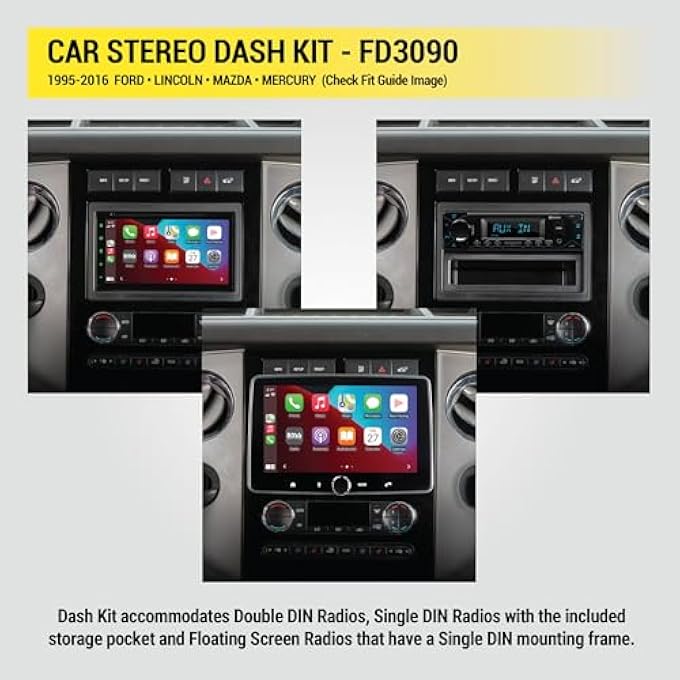 Scosche Fd3090B Double Din Or Single Din With Pocket Radio Install Dash Kit Compatible With Select 19952016 Ford Lincoln Mazda And Mercury Vehicles  See Fit Guide In Images To Verify Your Vehicle - Image 5