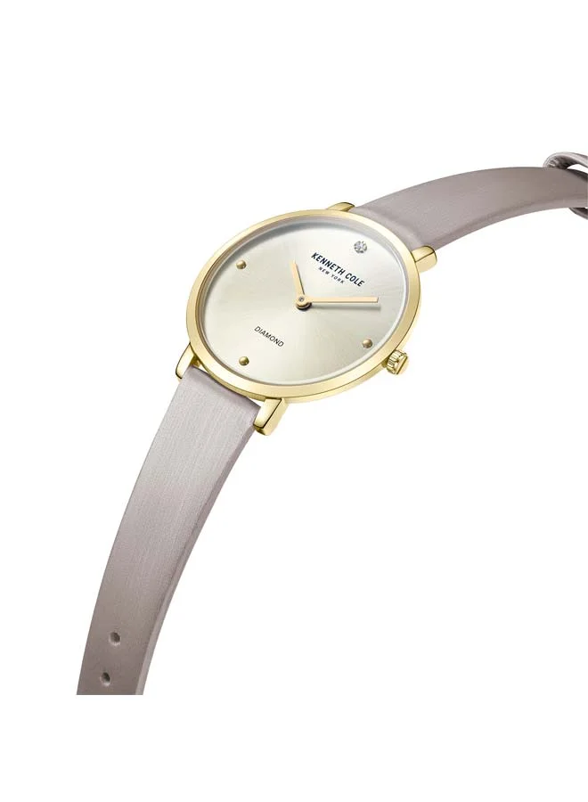 كينيث كول نيو يورك Modern Classic Beige Dial Genuine Leather Strap Analog Watch for Women