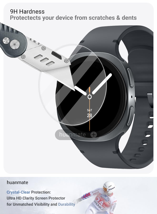 huanmate 2 Pieces Samsung Galaxy Watch 8 40mm Premium Screen Protector- Crisp Clarity, Ultimate Safety, Shield Against Smudges, Reliable Quality, Easy Installation & Removal  - Image 3