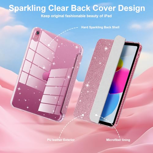 Lainergie Case for iPad (A16) 11th Generation 11-inch 2025, iPad 10th Generation 10.9-inch 2022, Cute Glittering Sparkly Shockproof Cover with Sparkly Clear Back and Pencil Holder,﻿ (Light Pink) - Image 3